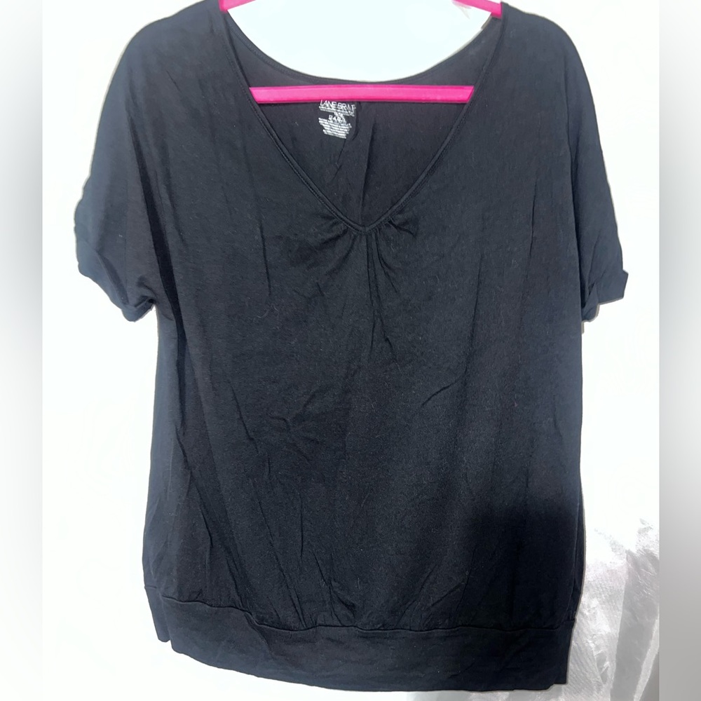 Lane Bryant Black V-Neck Tee Size 14/16